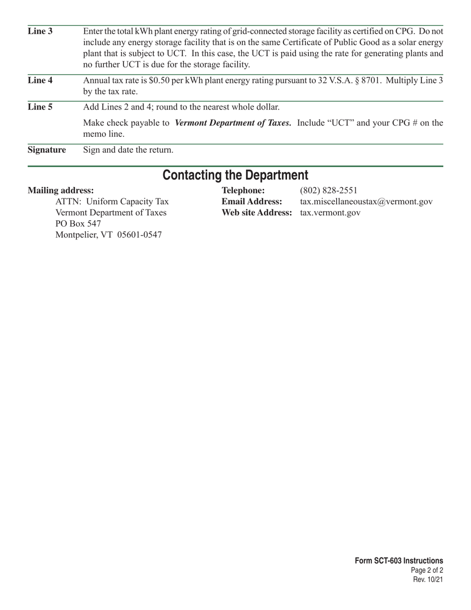 VT Form SCT-603 Uniform Capacity Tax - Vermont, Page 4