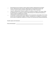 Formulario De Documentacion De Residencia En Arizona - Arizona (Spanish), Page 3