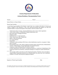 Document preview: Arizona Residency Documentation Form - Arizona