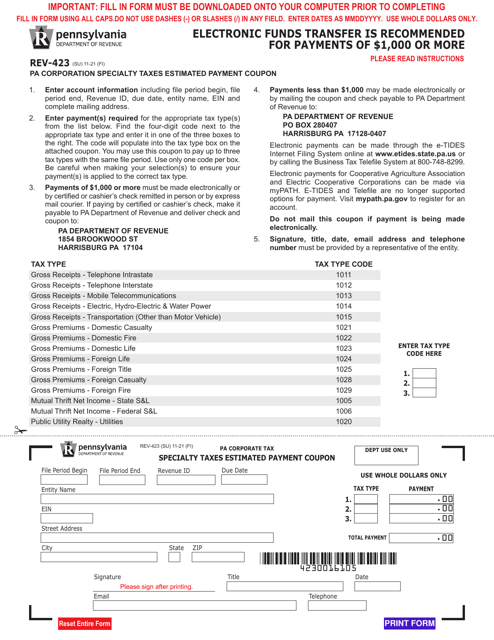 Form REV-423  Printable Pdf