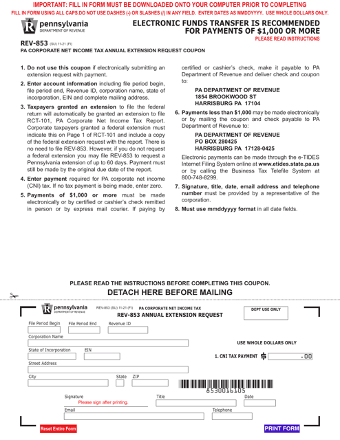 Form REV-853  Printable Pdf