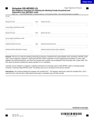 Form 150-101-198 Schedule OR-WFHDC-CL Due Diligence Checklist for Claiming the Working Family Household and Dependent Care (Wfhdc) Credit - Oregon
