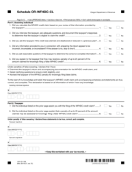 Form 150-101-198 Schedule OR-WFHDC-CL Due Diligence Checklist for Claiming the Working Family Household and Dependent Care (Wfhdc) Credit - Oregon, Page 2