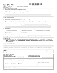 Form OR-A-PTE (150-303-006) Application for Property Tax Exemption - Oregon, Page 2