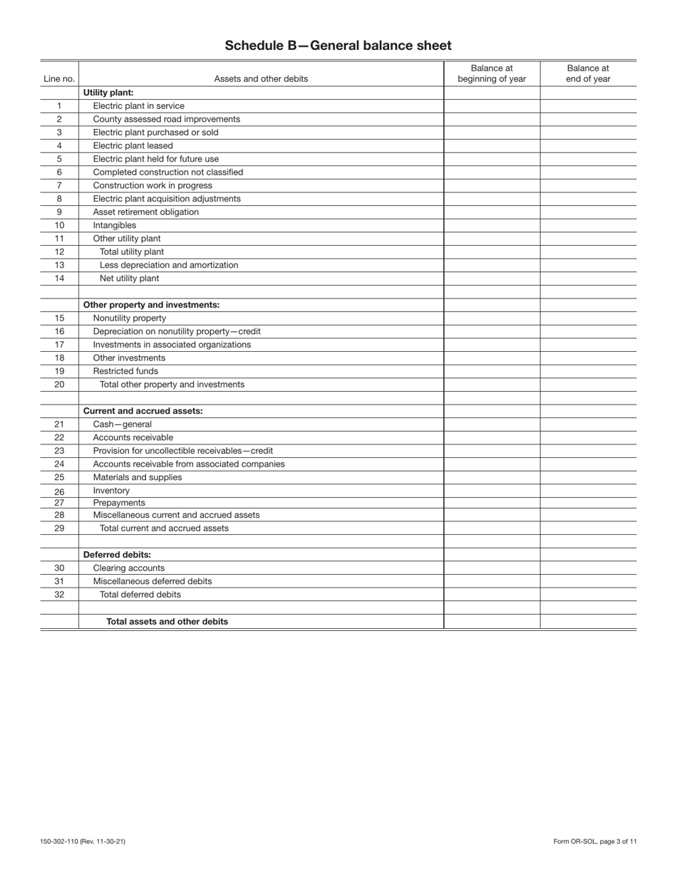 Form OR-SOL (150-302-110) Annual Statement - Solar Oregon Property Tax Report - Oregon, Page 3