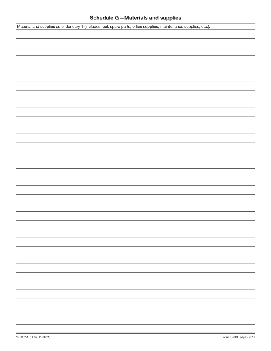 Form OR-SOL (150-302-110) Annual Statement - Solar Oregon Property Tax Report - Oregon, Page 9