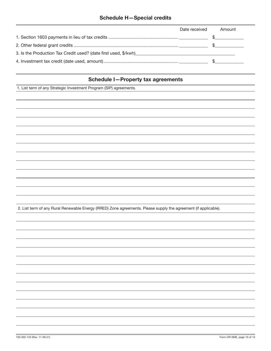 Form OR-SME (150-302-123) Annual Statement - Small Electric Oregon Property Tax Report - Oregon, Page 10