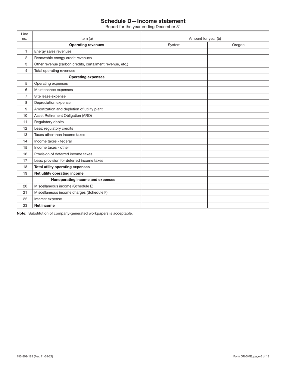 Form ORSME (150302123) Download Printable PDF or Fill Online Annual