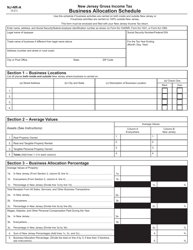 Form NJ-NR-A Business Allocation Schedule - New Jersey