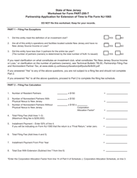 Document preview: Form PART-200-T Fee Worksheet for Partnership Application for Extension of Time to File Form Nj-1065 - New Jersey
