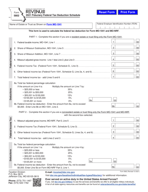 Form 5802 2021 Printable Pdf