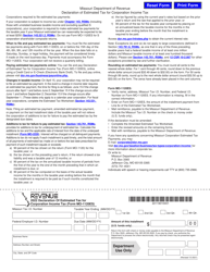 Form MO-1120ES Declaration of Estimated Tax for Corporation Income Tax - Missouri