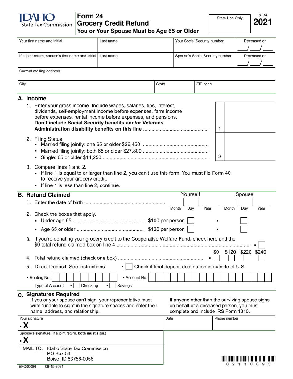 Form 24 (EFO00086) - 2021 - Fill Out, Sign Online and Download Fillable ...