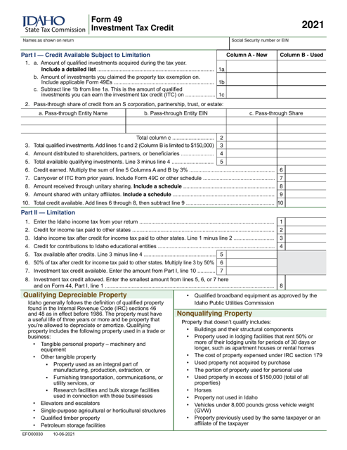 Form 49 (EFO00030) 2021 Printable Pdf