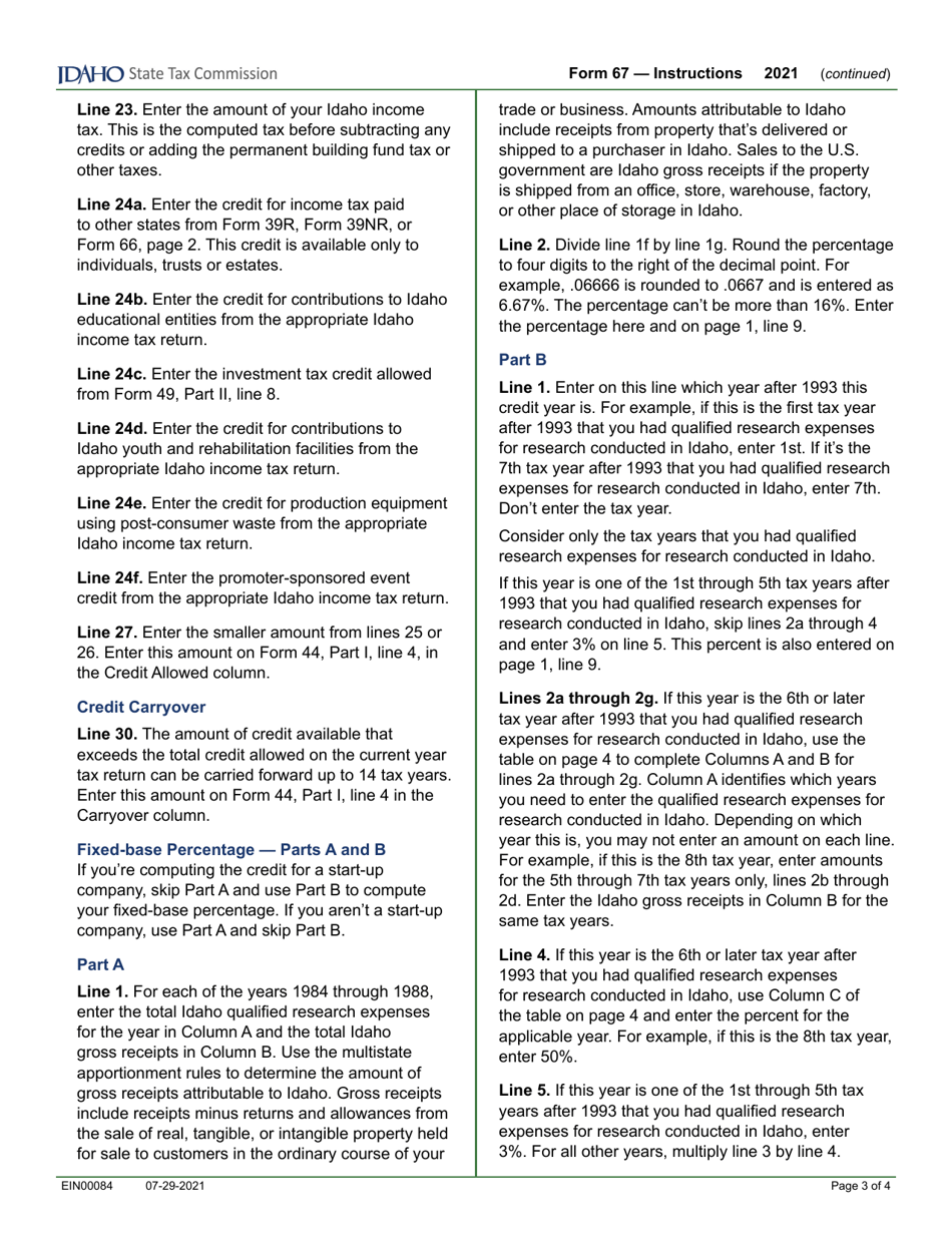 Form 67 (EFO00037) Credit for Idaho Research Activities - Idaho, Page 5