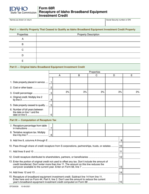 Form 68R (EFO00039)  Printable Pdf