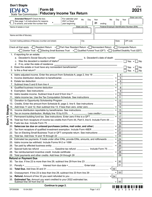 Form 66 (EFO00036) 2021 Printable Pdf