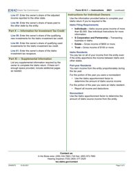 Form ID K-1 (EFO00201) Partner&#039;s, Shareholder&#039;s or Beneficiary&#039;s Share of Idaho Adjustments, Credits, Etc - Idaho, Page 8