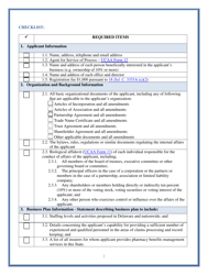 Pharmacy Benefits Manager Checklist/Registration Application - Delaware, Page 2