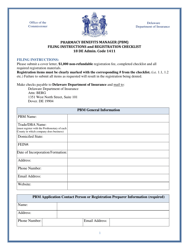 Document preview: Pharmacy Benefits Manager Checklist/Registration Application - Delaware