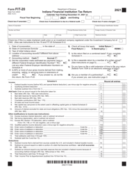 Form FIT-20 (State Form 44623) Indiana Financial Institution Tax Return - Indiana