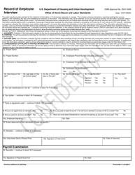 Form HUD-11 Record of Employee Interview, Page 2