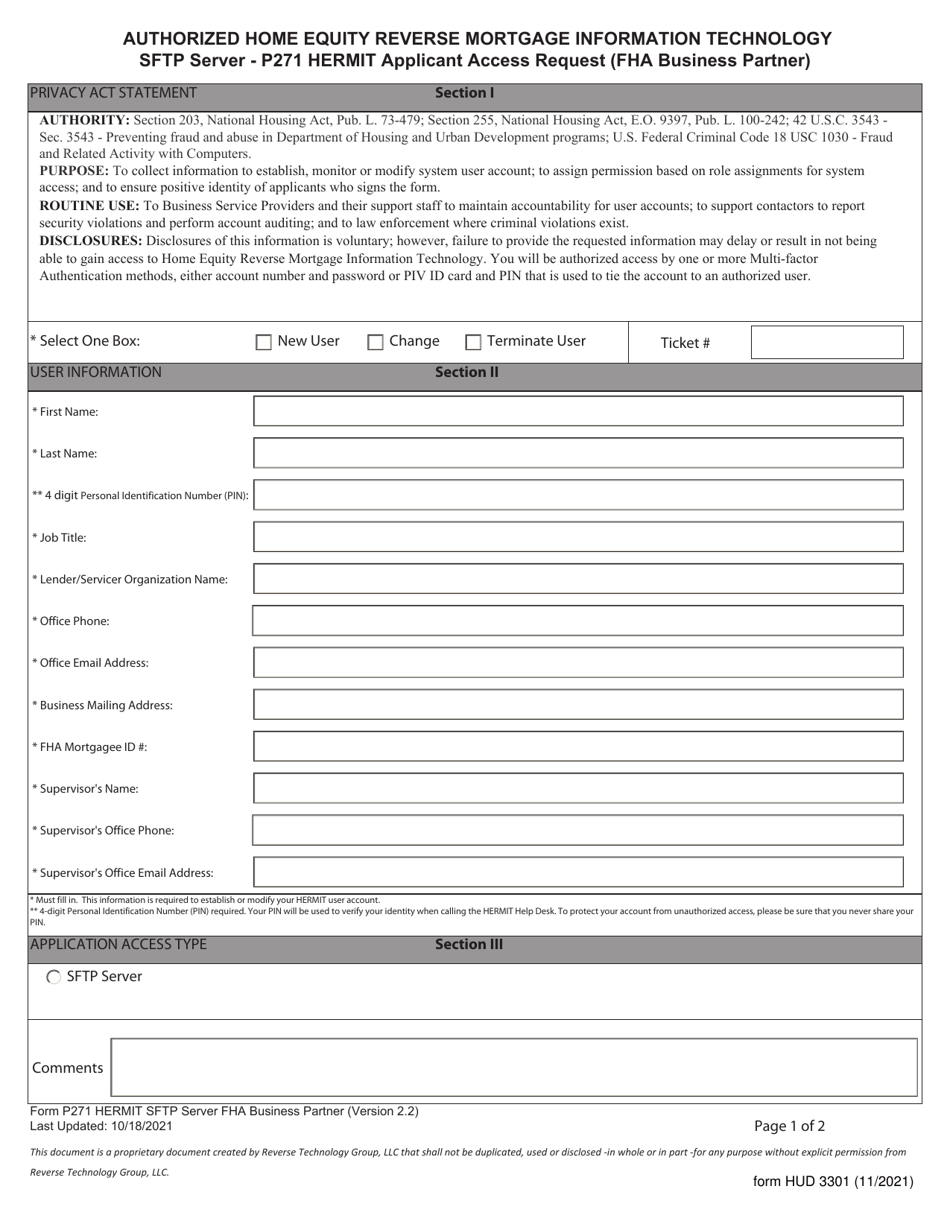 Form HUD-3301 - Fill Out, Sign Online and Download Fillable PDF ...