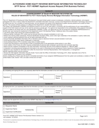 Form HUD-3301 Authorized Home Equity Reverse Mortgage Information Technology Sftp Server - P271 Hermit Applicant Access Request (Fha Business Partner), Page 2