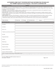 Document preview: Form HUD-3300 Uthorized Home Equity Reverse Mortgage Information Technology P271 Hermit Applicant Access Request - Fha Staff & Contractor