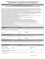 Form HUD-3300 Uthorized Home Equity Reverse Mortgage Information Technology P271 Hermit Applicant Access Request - Fha Staff &amp; Contractor, Page 3
