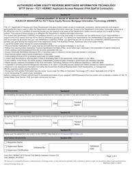 Form HUD-3303 Authorized Home Equity Reverse Mortgage Information Technology Sftp Server - P271 Hermit Applicant Access Request (Fha Staff &amp; Contractor), Page 2