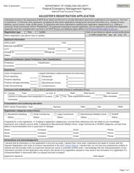 Document preview: Adjuster's Registration Application