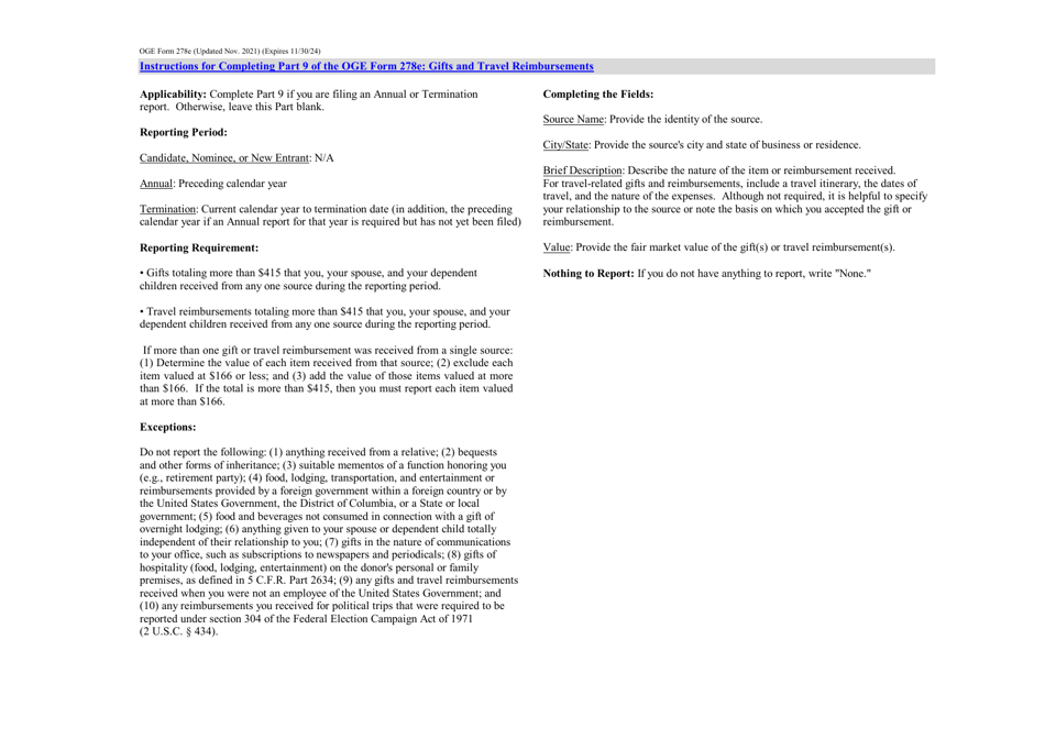 OGE Form 278E Executive Branch Personnel Public Financial Disclosure Report, Page 10