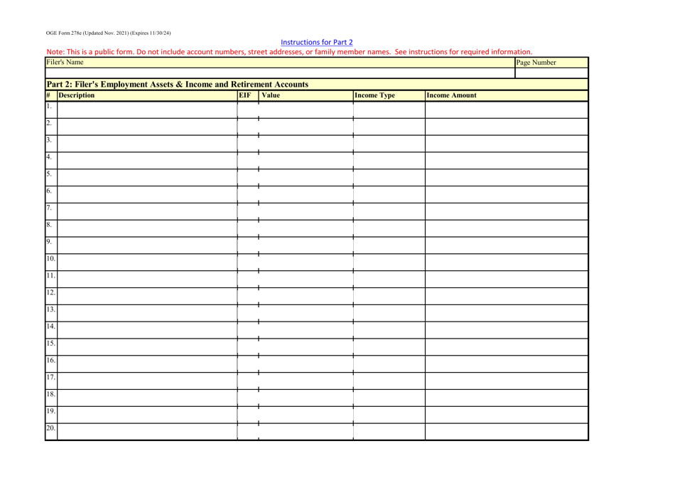 OGE Form 278E Executive Branch Personnel Public Financial Disclosure Report, Page 13