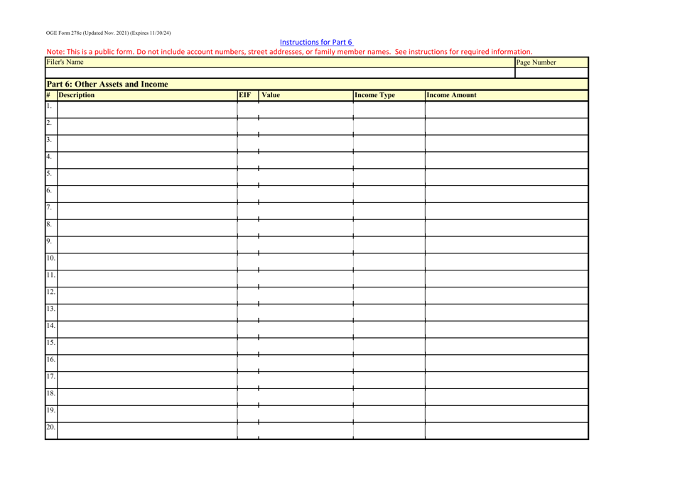 OGE Form 278E Executive Branch Personnel Public Financial Disclosure Report, Page 17