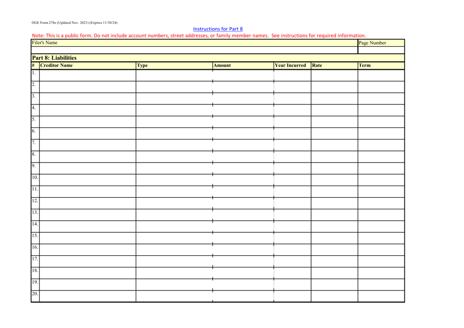 OGE Form 278E Download Fillable PDF or Fill Online Executive Branch ...