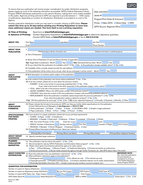 GPO Form 3868  Printable Pdf