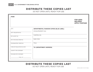 Document preview: GPO Form 2678 Blue Carton Label