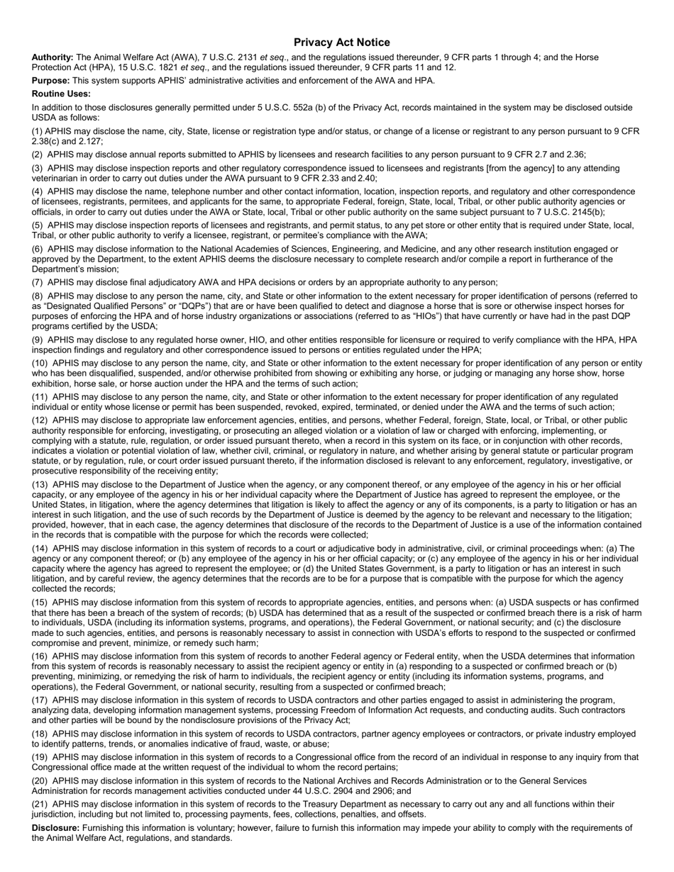 APHIS Form 7023 Annual Report of Research Facility, Page 4