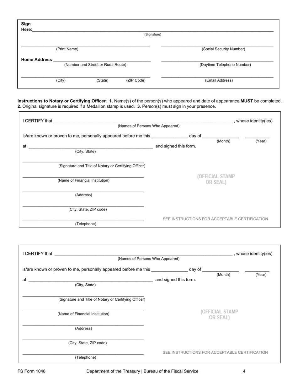 FS Form 1048 - Fill Out, Sign Online and Download Fillable PDF ...