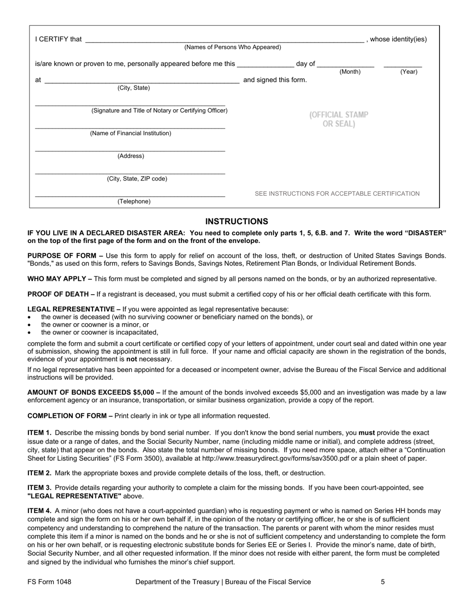 Fs Form 1048 Fill Out Sign Online And Download Fillable Pdf Templateroller 5516