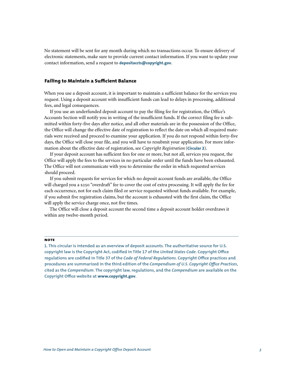 Copyright Office Deposit Account Form, Page 3