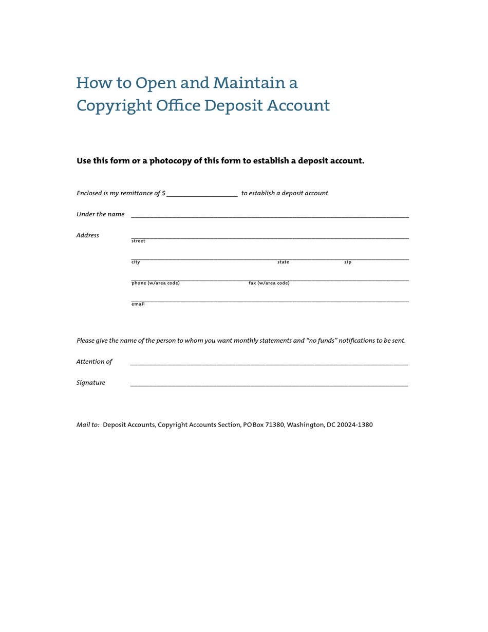 Copyright Office Deposit Account Form, Page 5