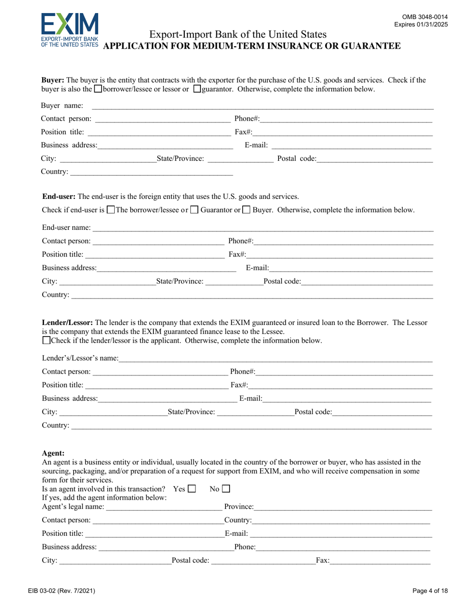Form EIB03-02 Application for Medium-Term Insurance or Guarantee, Page 4