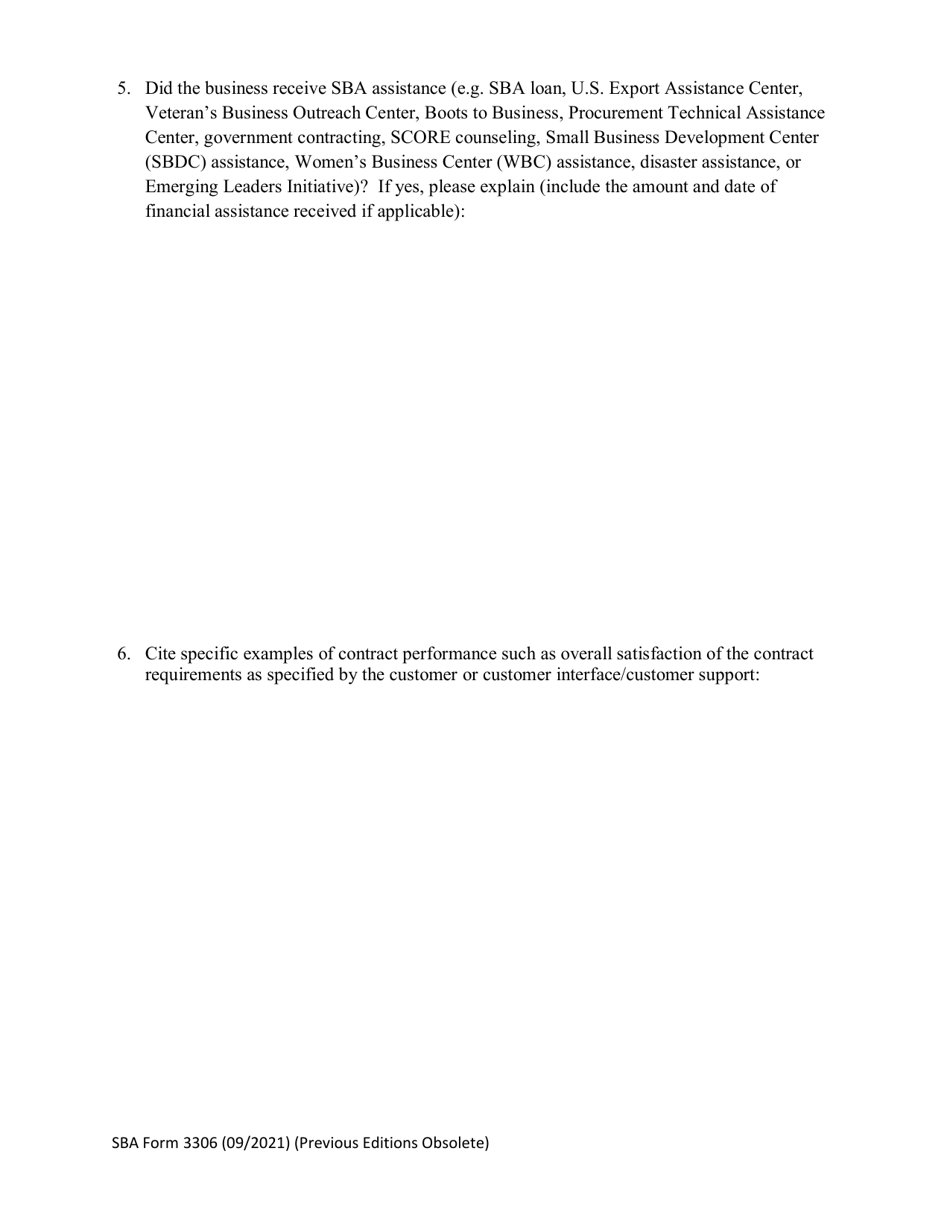 SBA Form 3306 Small Business Prime Contractor of the Year Nomination Form - National Small Business Week, Page 3