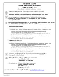 Document preview: Application for Registration as an Athlete Agent - Alabama