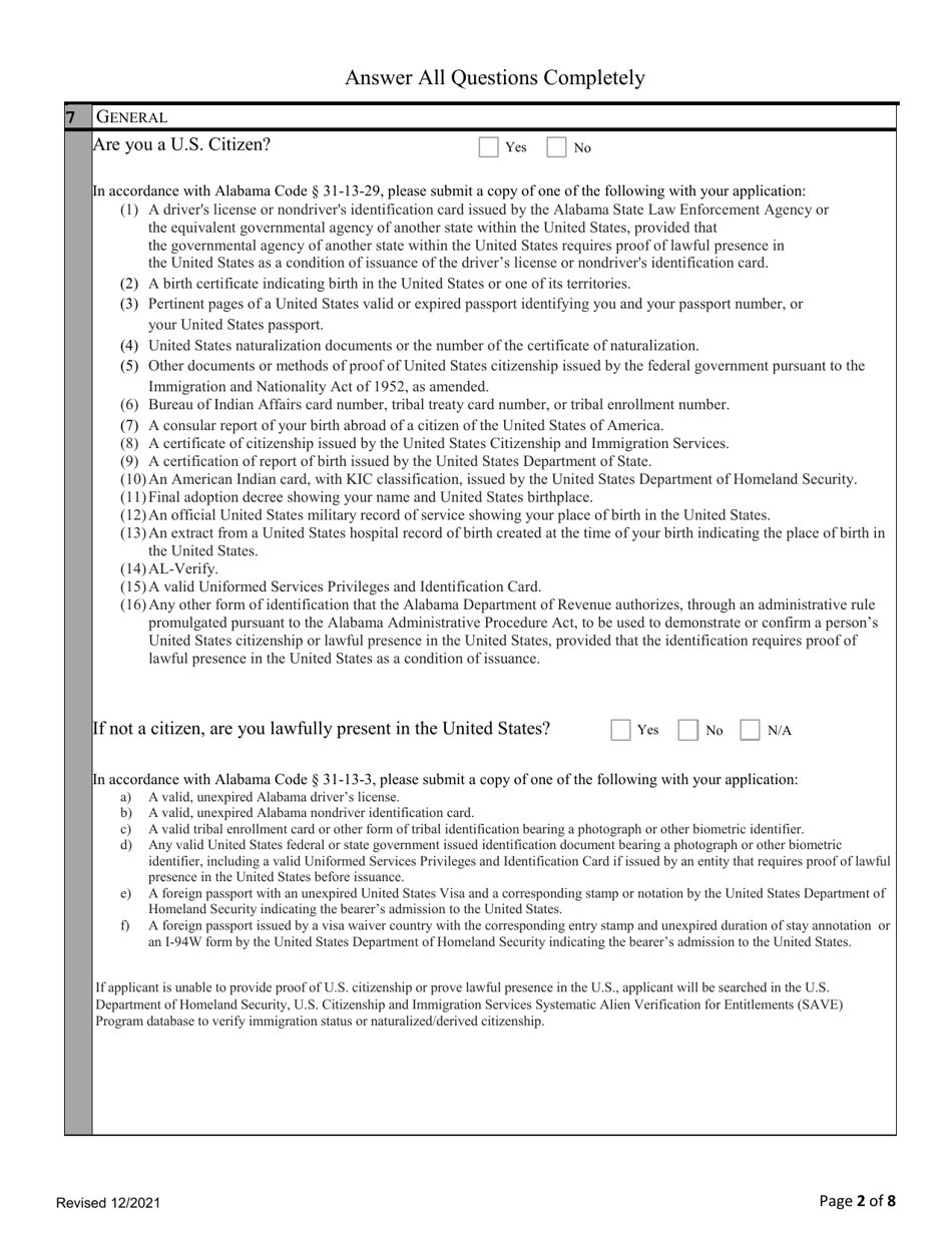 Application for Registration as an Athlete Agent - Alabama, Page 3