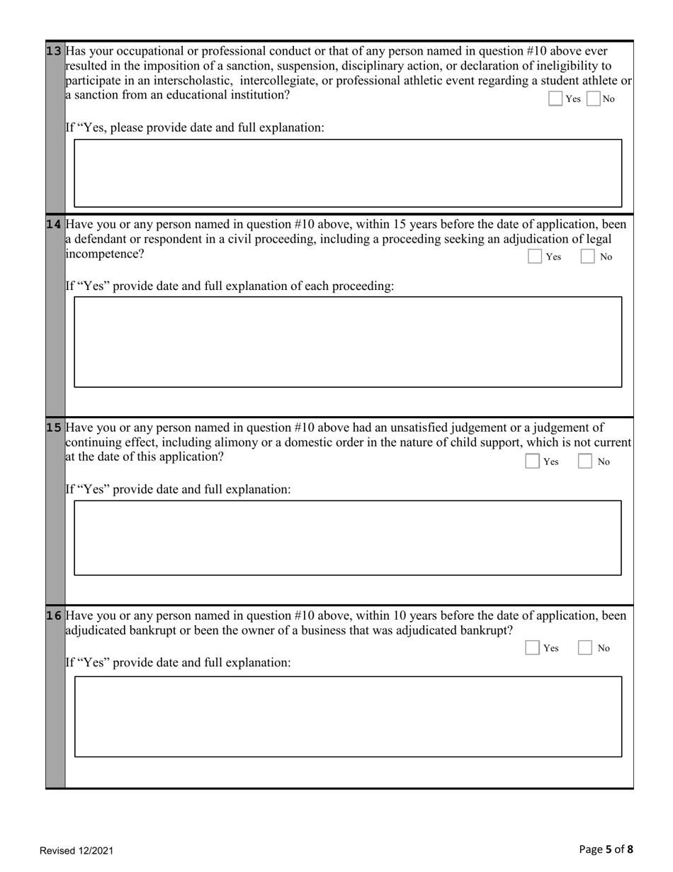 Application for Registration as an Athlete Agent - Alabama, Page 6