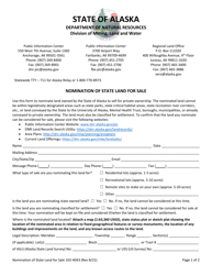 Form 102-4043 Nomination of State Land for Sale - Alaska