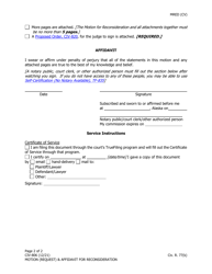 Form CIV-806 Motion (Request) for Reconsideration - Alaska, Page 2
